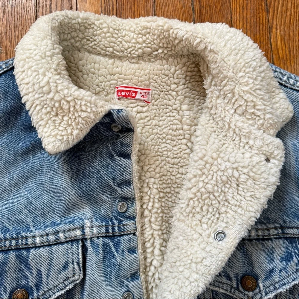 70’s Vintage Levi’s Sherpa Lined Denim Trucker Jacket - Picture 7 of 16